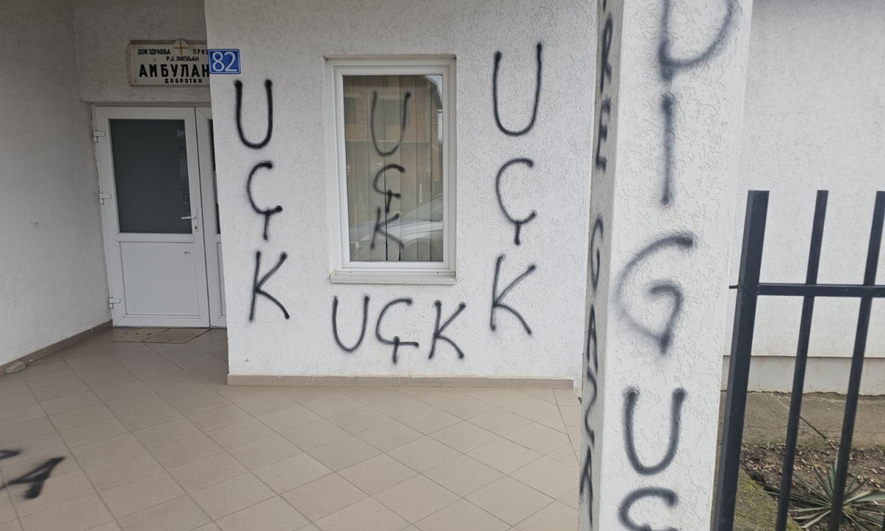 ALBANAC VELIČAO "UČK" U DOBROTINU Ispisani sramotni grafiti na ambulanti, oglasila se Kancelarija za KiM (FOTO)