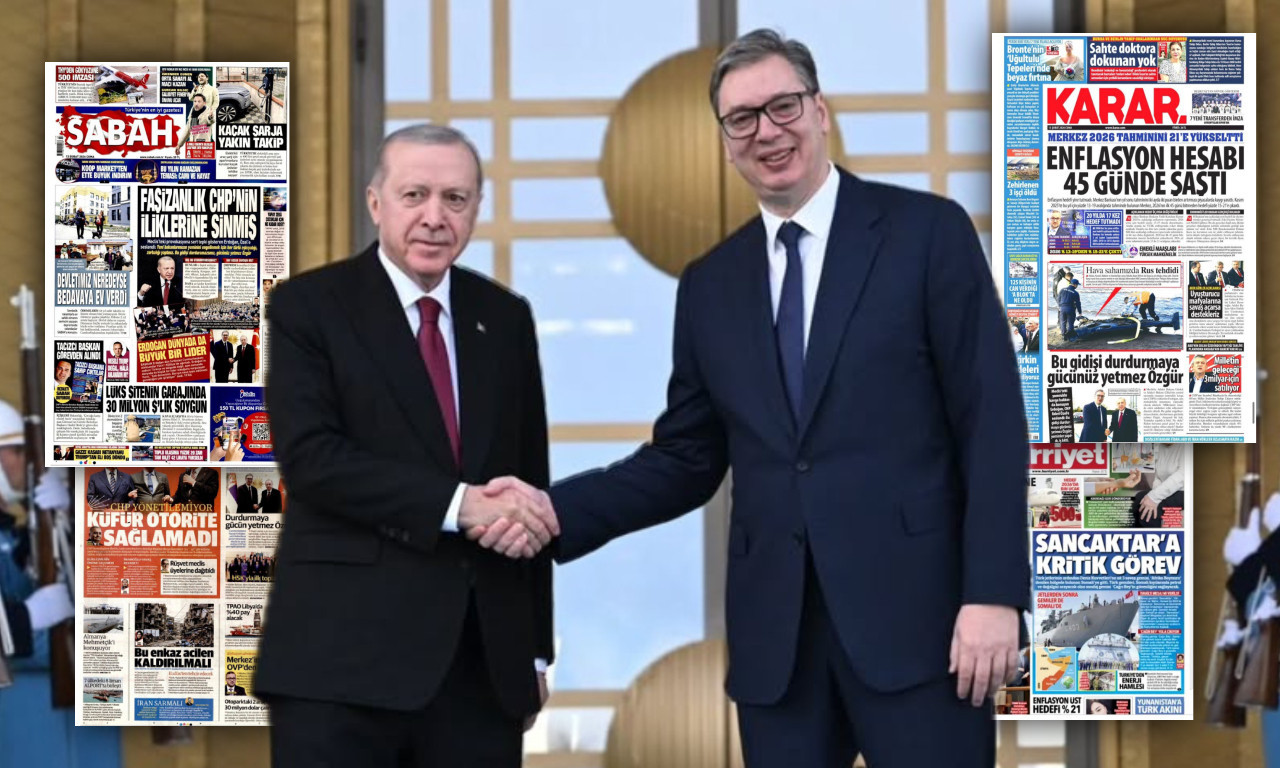 TURSKI MEDIJI O SUSRETU VUČIĆA I ERDOGANA Naslovne strane preplavljene slikama iz Ankare (FOTO)
