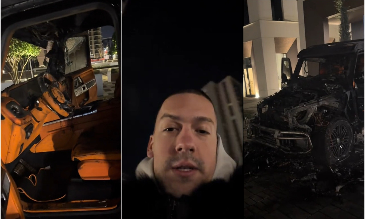 PRVO OGLAŠAVANJE BAKE PRASETA: "Sleteo" ispred zgrade, pa pokazao šta je ostalo od zapaljenog automobila (FOTO/VIDEO)