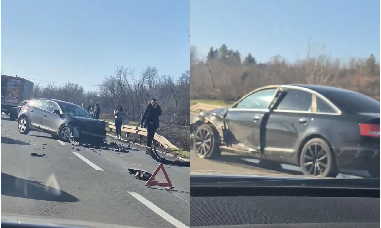 ŽESTOK LANČANI SUDAR KOD MALOG POŽAREVCA! Dva automobila uništena, saobraćaj paralisan! (VIDEO)
