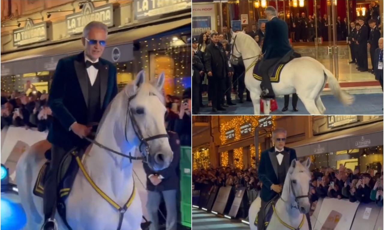 SCENA JE EKSPLODIRALA Andrea Bočeli ujahao na belom konju na Sanremo i bacio publiku u trans! (VIDEO)