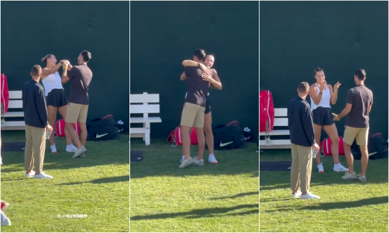 ĐOKOVIĆ "ČEKIRAO" SABALENKIN VERENIČKI PRSTEN! Pogledajte šou koji su stari drugari priredili na terenu (VIDEO)