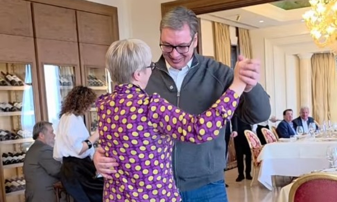 VUČIĆ ZAPLESAO UZ "NIJE HTJELA" ZA DAN ŽENA! Predsednik oduševio dame iz predsedništva, ovu je odabrao za ples (VIDEO)