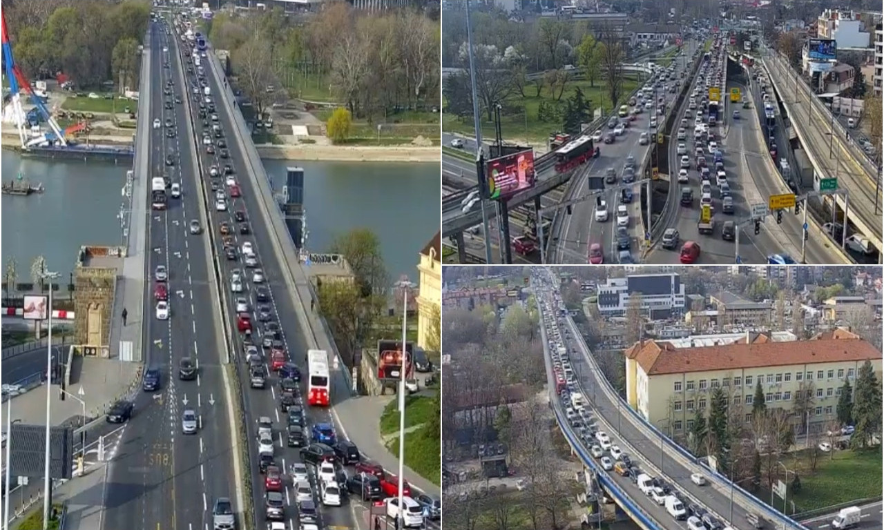 GDE SU GUŽVE U BEOGRADU? Tri kritične tačke - pogledajte kolone duž mosta u prestonici (FOTO)
