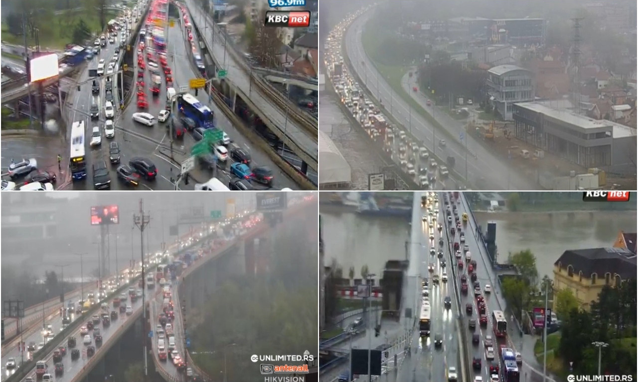PAKLENE GUŽVE U BEOGRADU, GAZELU ZAOBIĐITE! Kiša parališe saobraćaj, evo gde je najkritičnije (FOTO)