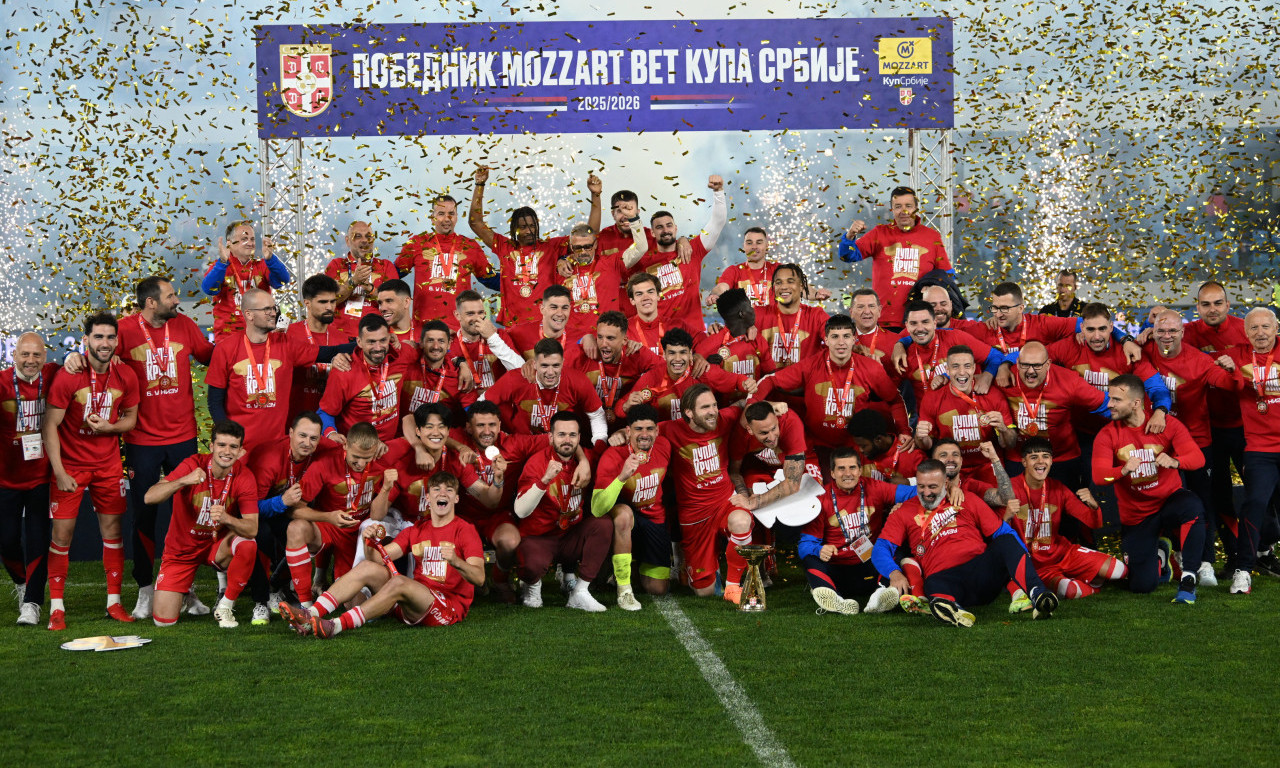 "CRVENO-BELI" OSVOJILI DUPLU KRUNU! Fudbaleri Zvezde posle penala pobedili Vojvodinu za 30. trofej u Kupu Srbije (FOTO)