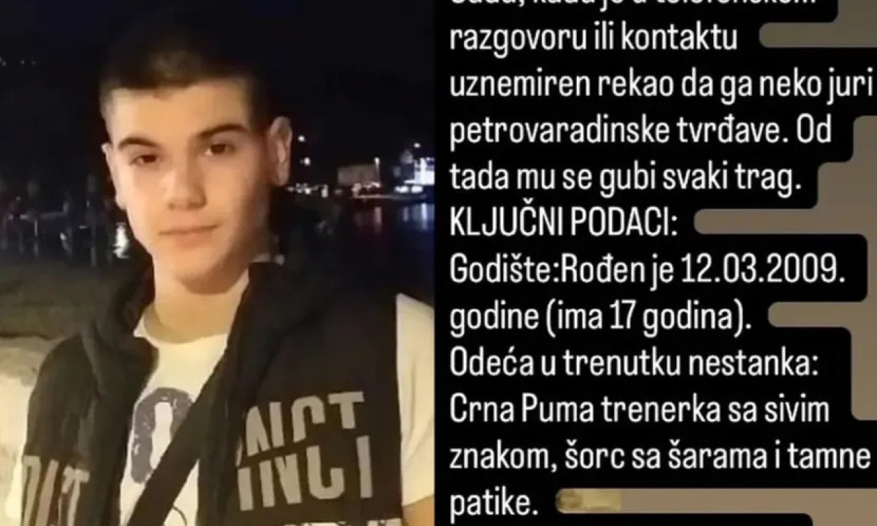 PRONAĐEN MARKO (17) ZA KIM JE TRAGAO CEO NOVI SAD: Evo kako je tinejdžer sada