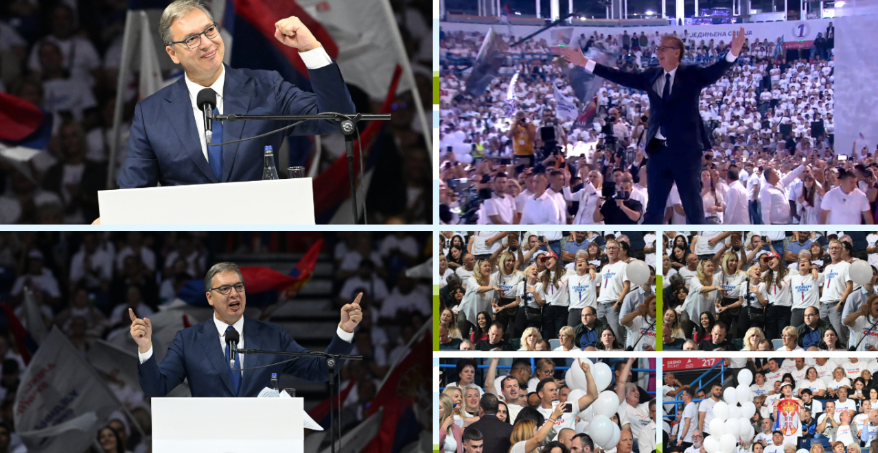 „NEĆU TRULE KOMPROMISE!” Vučić zagrmeo u Areni: Pokažimo im da su nam ruke vredne, a ne krvave — pobeđujemo 25-og!