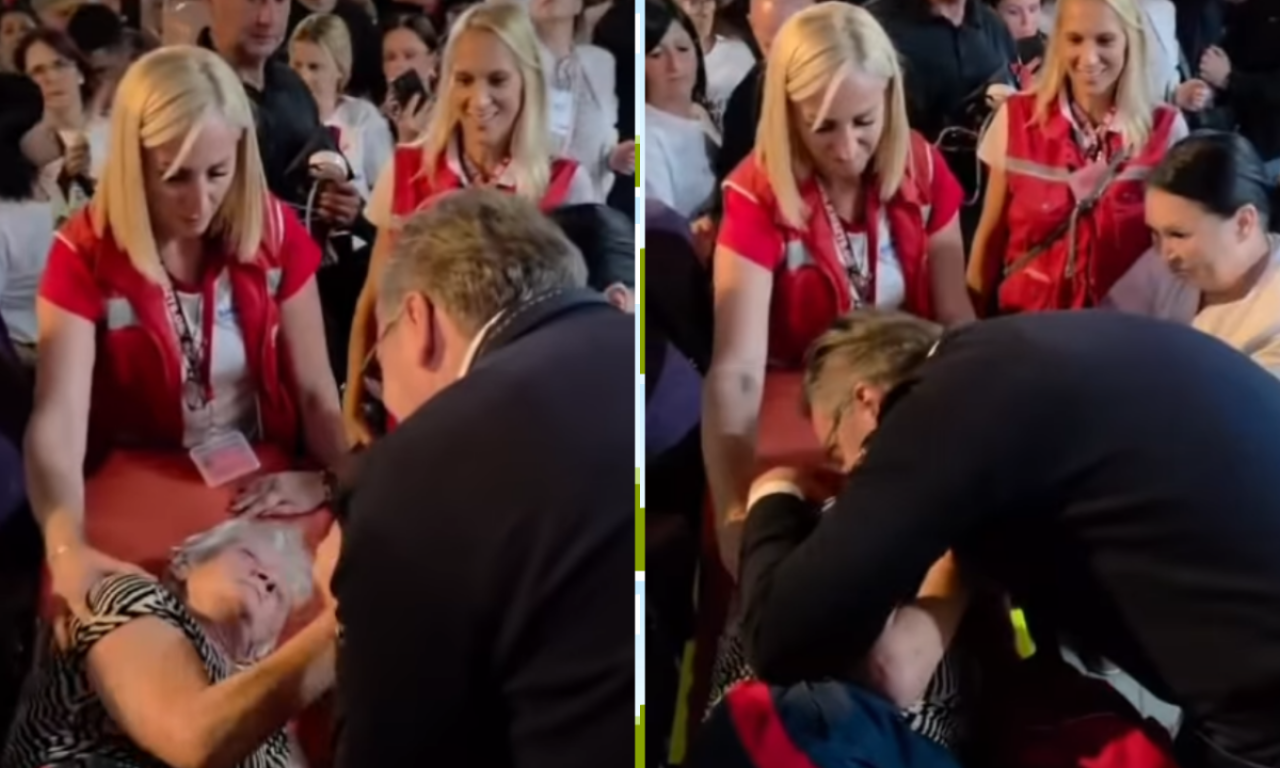 DIRLJIV TRENUTAK NA SKUPU U BAČKOJ PALANCI: Vučićeva očinska briga i poljubac baki na nosilima raznežili čitavu Srbiju!